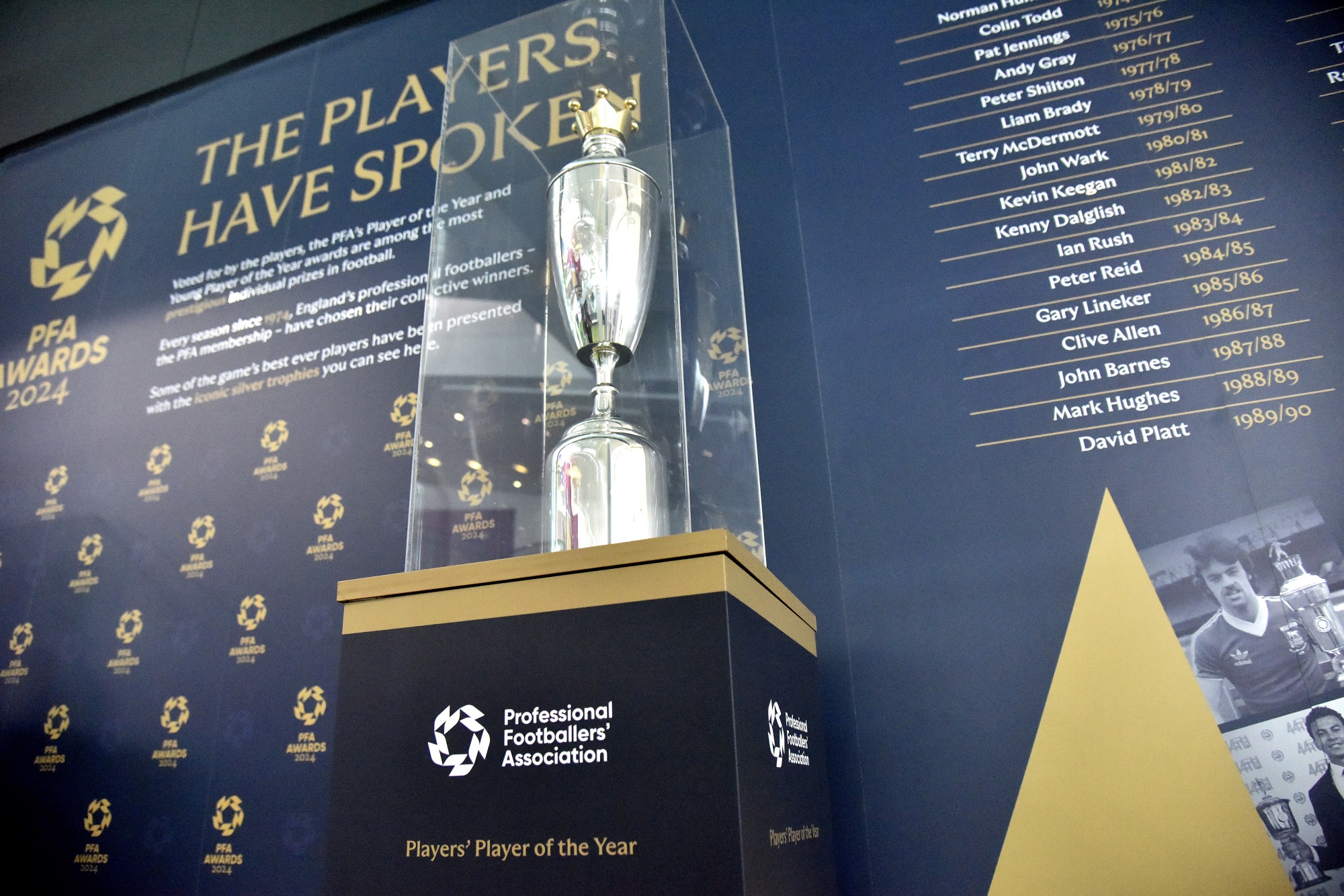 The PFA Player of the Year trophy on display at the museum.